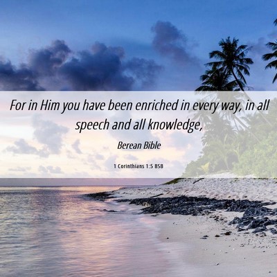 Picture 06 - 1 Corinthians 1:5 BSB - For in Him you have been enriched in every way, - Bible Verse Picture