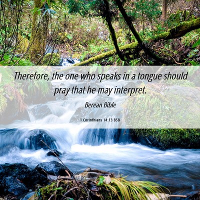 Picture 06 - 1 Corinthians 14:13 BSB - Therefore, the one who speaks in a tongue should - Bible Verse Picture