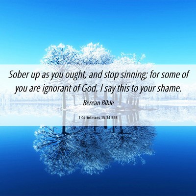 Picture 06 - 1 Corinthians 15:34 BSB - Sober up as you ought, and stop sinning; for some - Bible Verse Picture