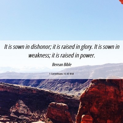 Picture 06 - 1 Corinthians 15:43 BSB - It is sown in dishonor; it is raised in glory. It - Bible Verse Picture