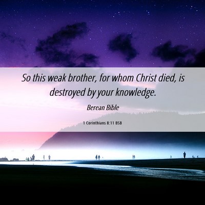Picture 06 - 1 Corinthians 8:11 BSB - So this weak brother, for whom Christ died, is - Bible Verse Picture