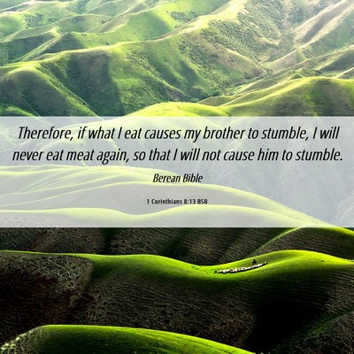 Picture 06 - 1 Corinthians 8:13 BSB - Therefore, if what I eat causes my brother to - Bible Verse Picture