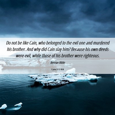 Picture 06 - 1 John 3:12 BSB - Do not be like Cain, who belonged to the evil one - Bible Verse Picture