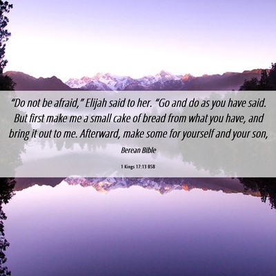 Picture 06 - 1 Kings 17:13 BSB - “Do not be afraid,” Elijah said to her. “Go - Bible Verse Picture