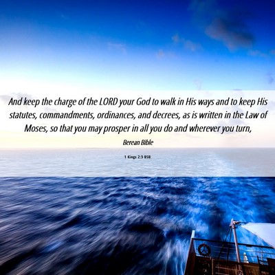 Picture 06 - 1 Kings 2:3 BSB - And keep the charge of the LORD your God to walk - Bible Verse Picture