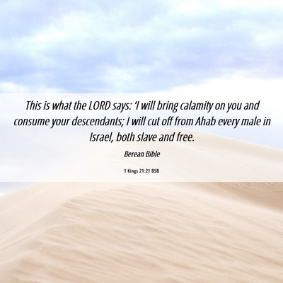 Picture 06 - 1 Kings 21:21 BSB - This is what the LORD says: ‘I will bring - Bible Verse Picture