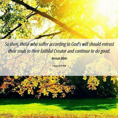 Picture 06 - 1 Peter 4:19 BSB - So then, those who suffer according to God’s - Bible Verse Picture