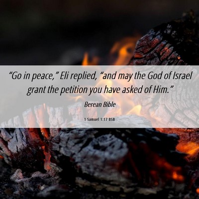 Picture 06 - 1 Samuel 1:17 BSB - “Go in peace,” Eli replied, “and may the - Bible Verse Picture