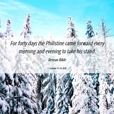 Picture 06 - 1 Samuel 17:16 BSB - For forty days the Philistine came forward every - Bible Verse Picture