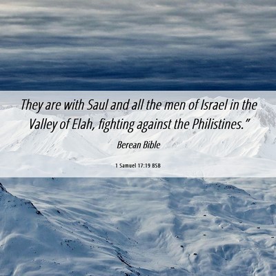 Picture 06 - 1 Samuel 17:19 BSB - They are with Saul and all the men of Israel in - Bible Verse Picture