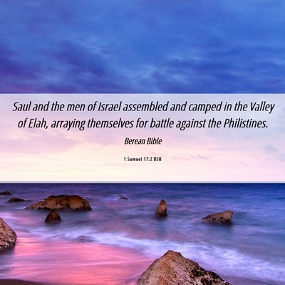 Picture 06 - 1 Samuel 17:2 BSB - Saul and the men of Israel assembled and camped - Bible Verse Picture
