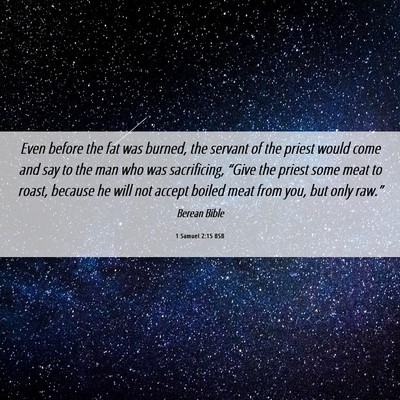 Picture 06 - 1 Samuel 2:15 BSB - Even before the fat was burned, the servant of - Bible Verse Picture