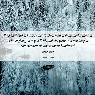 Picture 06 - 1 Samuel 22:7 BSB - Then Saul said to his servants, “Listen, men of - Bible Verse Picture