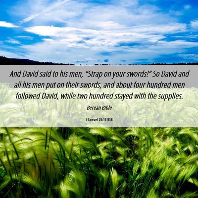 Picture 06 - 1 Samuel 25:13 BSB - And David said to his men, “Strap on your - Bible Verse Picture