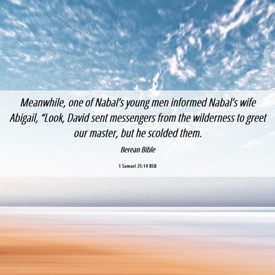 Picture 06 - 1 Samuel 25:14 BSB - Meanwhile, one of Nabal’s young men informed - Bible Verse Picture