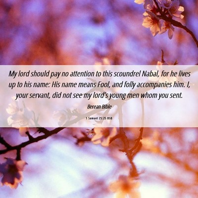 Picture 06 - 1 Samuel 25:25 BSB - My lord should pay no attention to this scoundrel - Bible Verse Picture