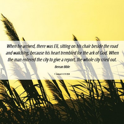 Picture 06 - 1 Samuel 4:13 BSB - When he arrived, there was Eli, sitting on his - Bible Verse Picture