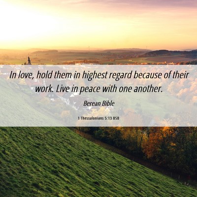 Picture 06 - 1 Thessalonians 5:13 BSB - In love, hold them in highest regard because of - Bible Verse Picture