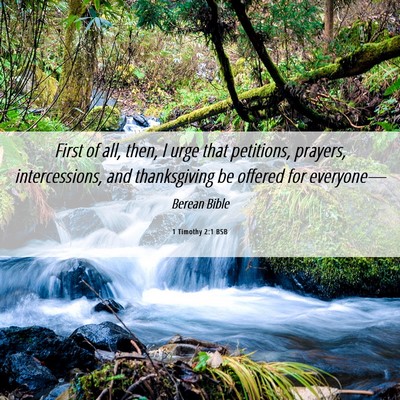 Picture 06 - 1 Timothy 2:1 BSB - First of all, then, I urge that petitions, - Bible Verse Picture