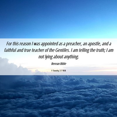 Picture 06 - 1 Timothy 2:7 BSB - For this reason I was appointed as a preacher, an - Bible Verse Picture