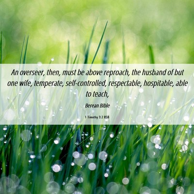 Picture 06 - 1 Timothy 3:2 BSB - An overseer, then, must be above reproach, the - Bible Verse Picture