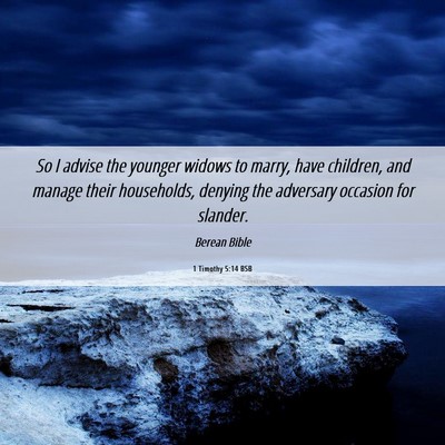 Picture 06 - 1 Timothy 5:14 BSB - So I advise the younger widows to marry, have - Bible Verse Picture