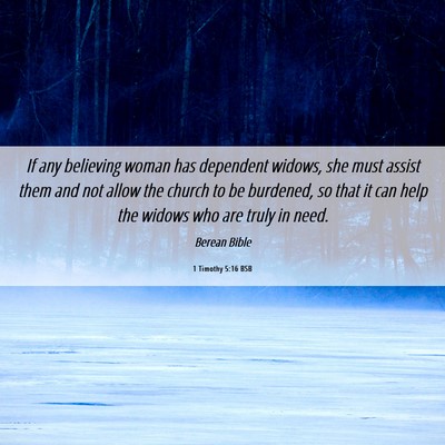 Picture 06 - 1 Timothy 5:16 BSB - If any believing woman has dependent widows, she - Bible Verse Picture