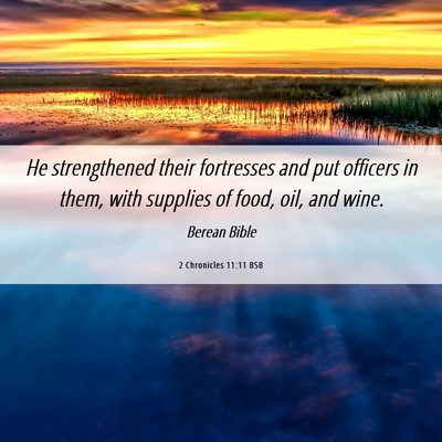 Picture 06 - 2 Chronicles 11:11 BSB - He strengthened their fortresses and put officers - Bible Verse Picture