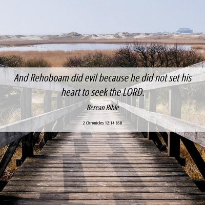 Picture 06 - 2 Chronicles 12:14 BSB - And Rehoboam did evil because he did not set his - Bible Verse Picture