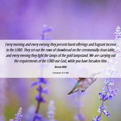 Picture 06 - 2 Chronicles 13:11 BSB - Every morning and every evening they present - Bible Verse Picture