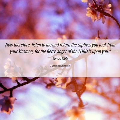 Picture 06 - 2 Chronicles 28:11 BSB - Now therefore, listen to me and return the - Bible Verse Picture