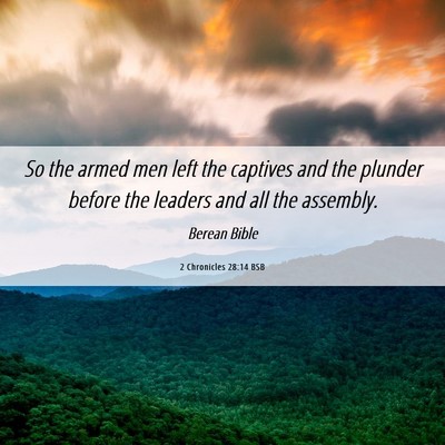 Picture 06 - 2 Chronicles 28:14 BSB - So the armed men left the captives and the - Bible Verse Picture