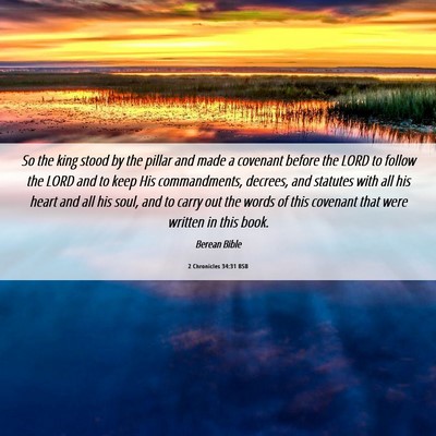 Picture 06 - 2 Chronicles 34:31 BSB - So the king stood by the pillar and made a - Bible Verse Picture