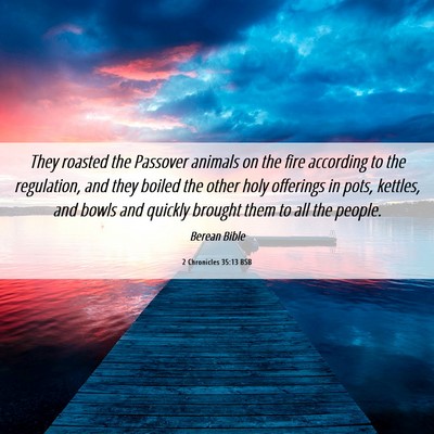 Picture 06 - 2 Chronicles 35:13 BSB - They roasted the Passover animals on the fire - Bible Verse Picture