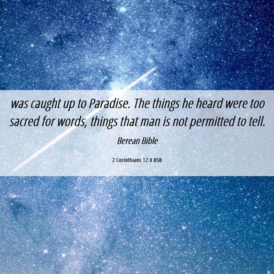 Picture 06 - 2 Corinthians 12:4 BSB - was caught up to Paradise. The things he heard - Bible Verse Picture