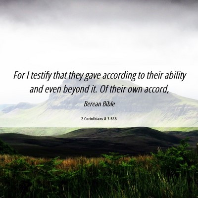 Picture 06 - 2 Corinthians 8:3 BSB - For I testify that they gave according to their - Bible Verse Picture