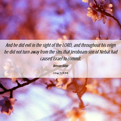 Picture 06 - 2 Kings 15:18 BSB - And he did evil in the sight of the LORD, and - Bible Verse Picture