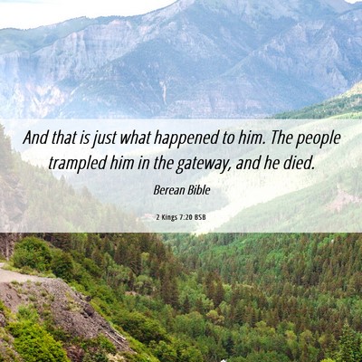 Picture 06 - 2 Kings 7:20 BSB - And that is just what happened to him. The people - Bible Verse Picture
