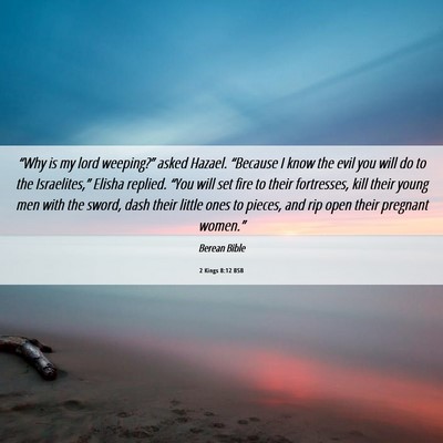 Picture 06 - 2 Kings 8:12 BSB - “Why is my lord weeping?” asked Hazael. - Bible Verse Picture