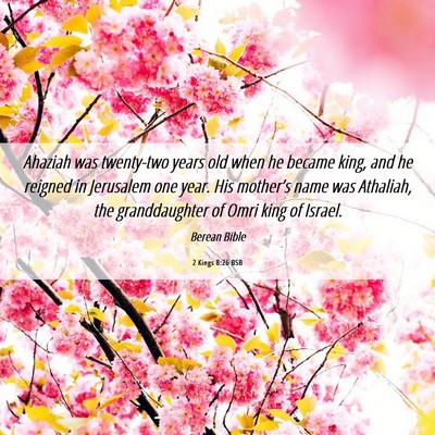 Picture 06 - 2 Kings 8:26 BSB - Ahaziah was twenty-two years old when he became - Bible Verse Picture