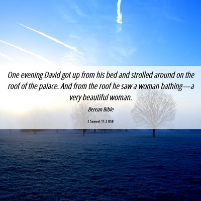 Picture 06 - 2 Samuel 11:2 BSB - One evening David got up from his bed and - Bible Verse Picture