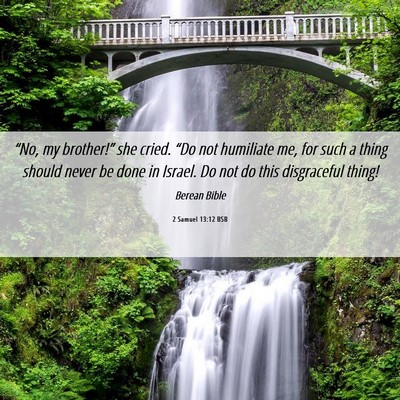 Picture 06 - 2 Samuel 13:12 BSB - “No, my brother!” she cried. “Do not - Bible Verse Picture