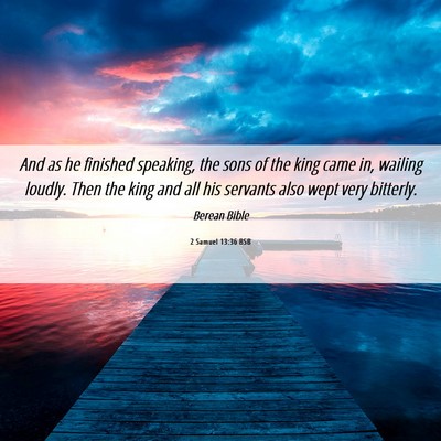Picture 06 - 2 Samuel 13:36 BSB - And as he finished speaking, the sons of the king - Bible Verse Picture