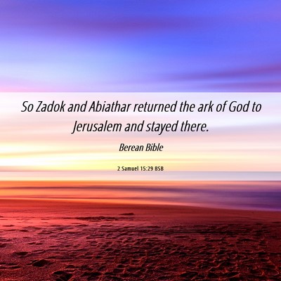 Picture 06 - 2 Samuel 15:29 BSB - So Zadok and Abiathar returned the ark of God to - Bible Verse Picture