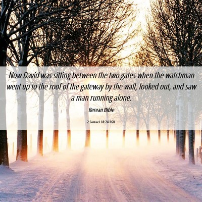 Picture 06 - 2 Samuel 18:24 BSB - Now David was sitting between the two gates when - Bible Verse Picture