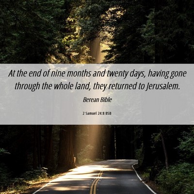Picture 06 - 2 Samuel 24:8 BSB - At the end of nine months and twenty days, having - Bible Verse Picture