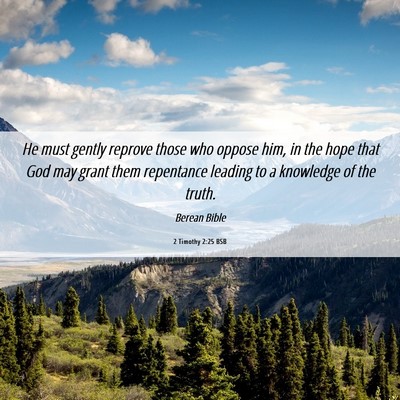 Picture 06 - 2 Timothy 2:25 BSB - He must gently reprove those who oppose him, in - Bible Verse Picture