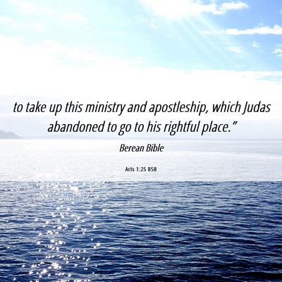 Picture 06 - Acts 1:25 BSB - to take up this ministry and apostleship, which - Bible Verse Picture