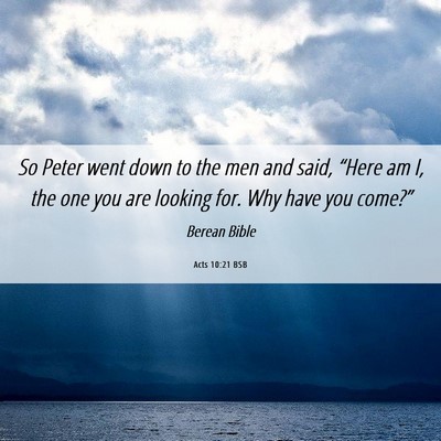 Picture 06 - Acts 10:21 BSB - So Peter went down to the men and said, “Here - Bible Verse Picture
