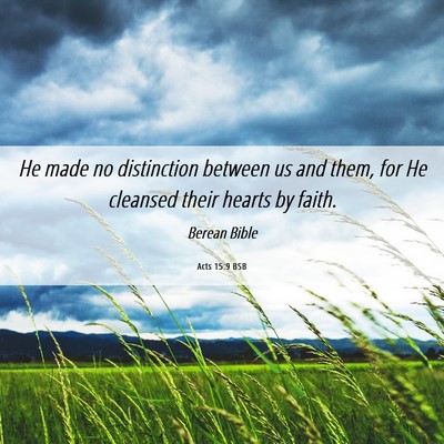 Picture 06 - Acts 15:9 BSB - He made no distinction between us and them, for - Bible Verse Picture
